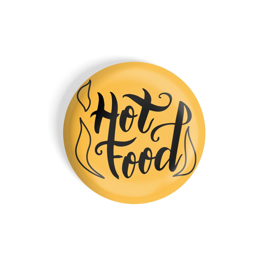dhcrafts Round Fridge Magnet Yellow Food Lovers Hot Food Glossy Finish Design Pack of 1 (75 mm)